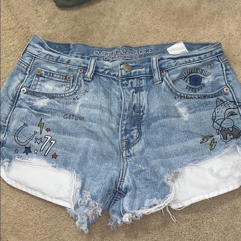 jean shorts with cool artwork